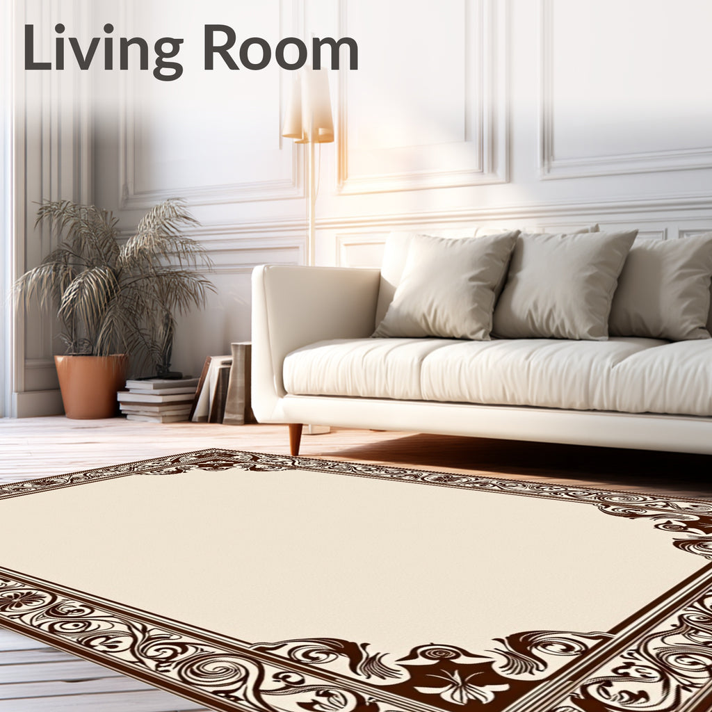 Elegant Floral Vine Scrollwork Pattern Rug