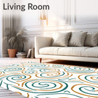 Teal Gold Abstract Swirls Rug