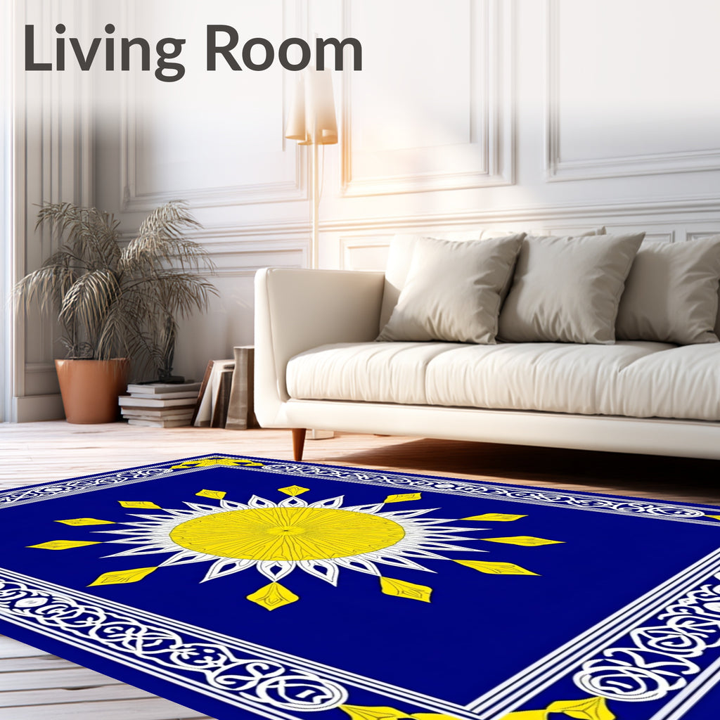 Radiant Sun Bordered Abstract Design Rug