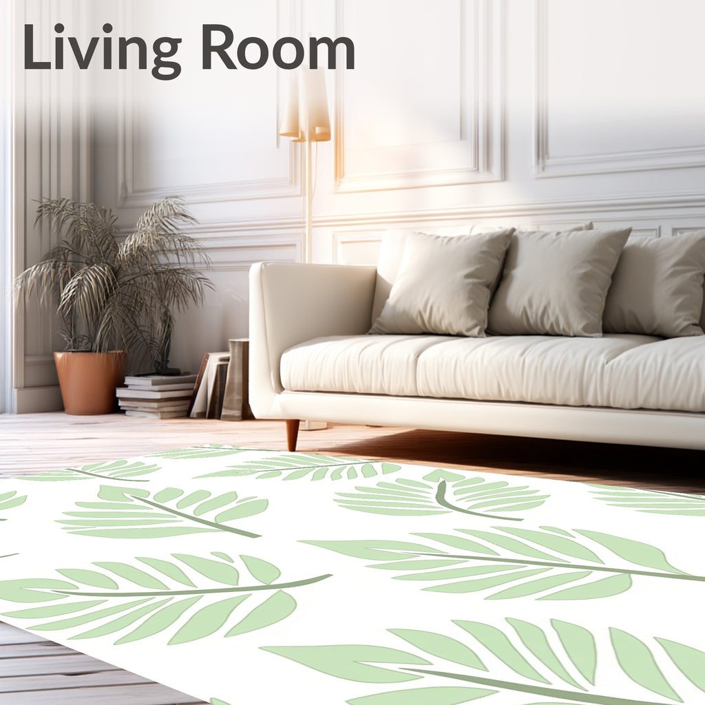 Light Green Leaf Pattern Rug