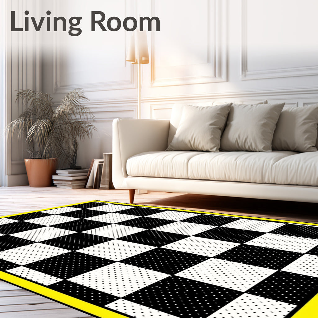 Bold Checkered Pattern With Dots Rug