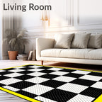 Bold Checkered Pattern With Dots Rug