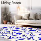 Blue Floral Vine Pattern Rug