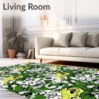 Bold Green Yellow Floral Illustration Rug