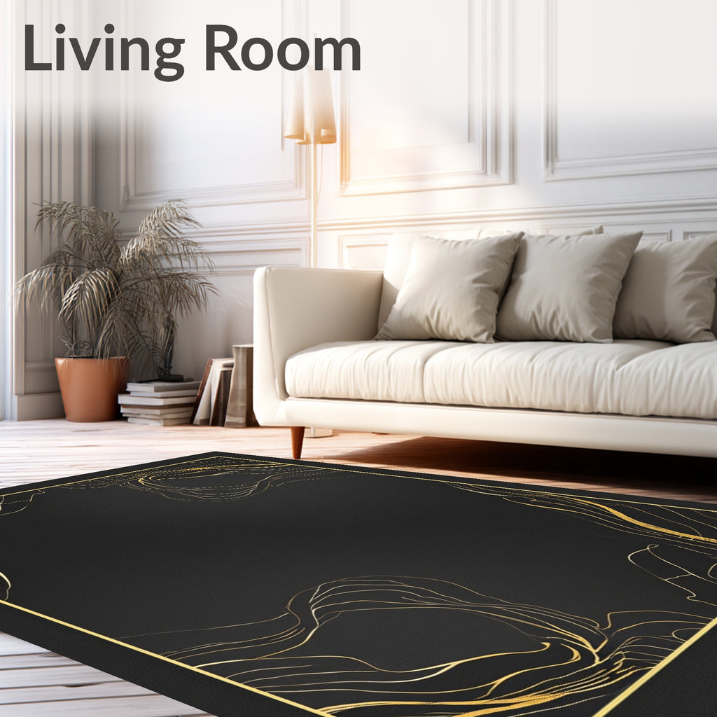Modern Gold Swirl Abstract Rug
