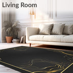 Modern Gold Swirl Abstract Rug