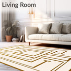 Gold Geometric Art Deco Maze Rug