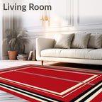 Bold Red Geometric Stripe Rug