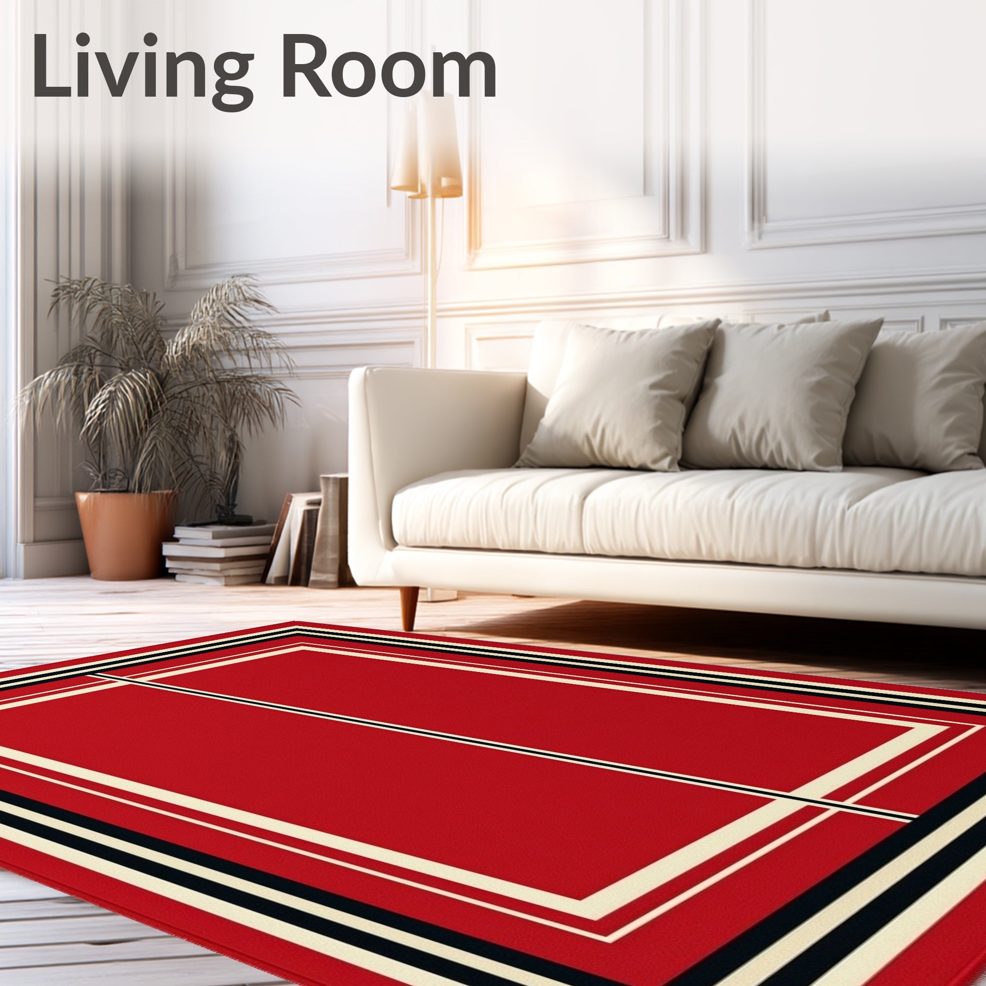 Bold Red Geometric Stripe Rug
