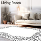Victorian Floral Swirl Frame Design Rug