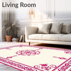 Vibrant Fuchsia Floral Mandala Design Rug