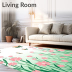 Colorful Butterflies Meadow Flowers Rug