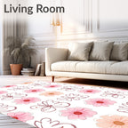 Blush Pink Floral Sketch Pattern Rug