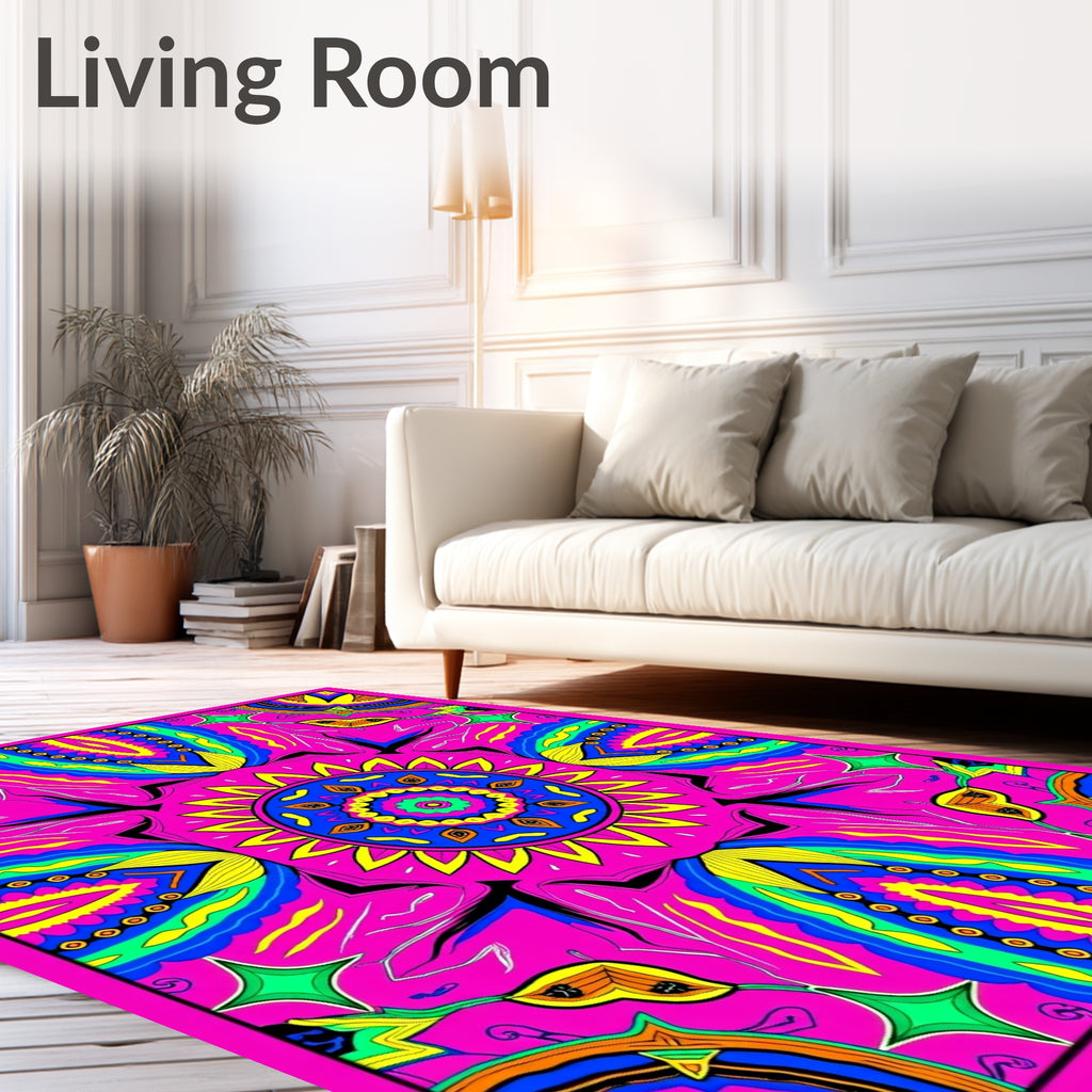 Vibrant Boho Mandala Abstract Design Rug