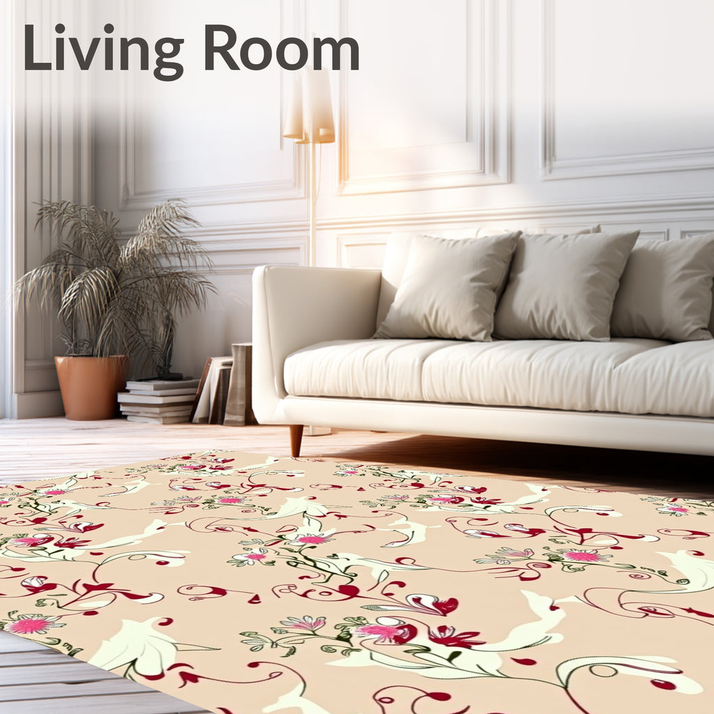 Whimsical Floral Swirls Pattern Rug