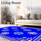 Starburst Medallion Blue White Accents Rug