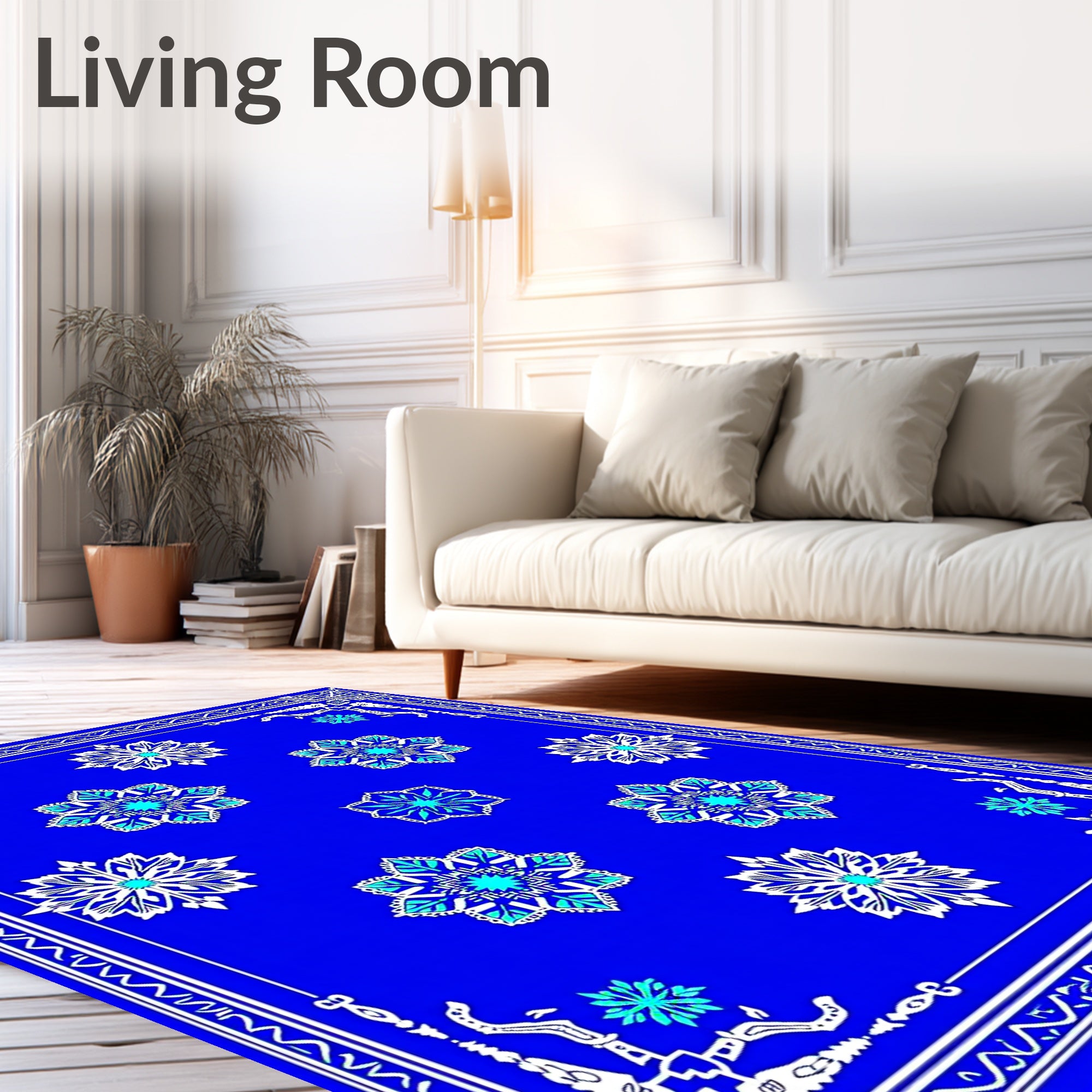 Starburst Medallion Blue White Accents Rug