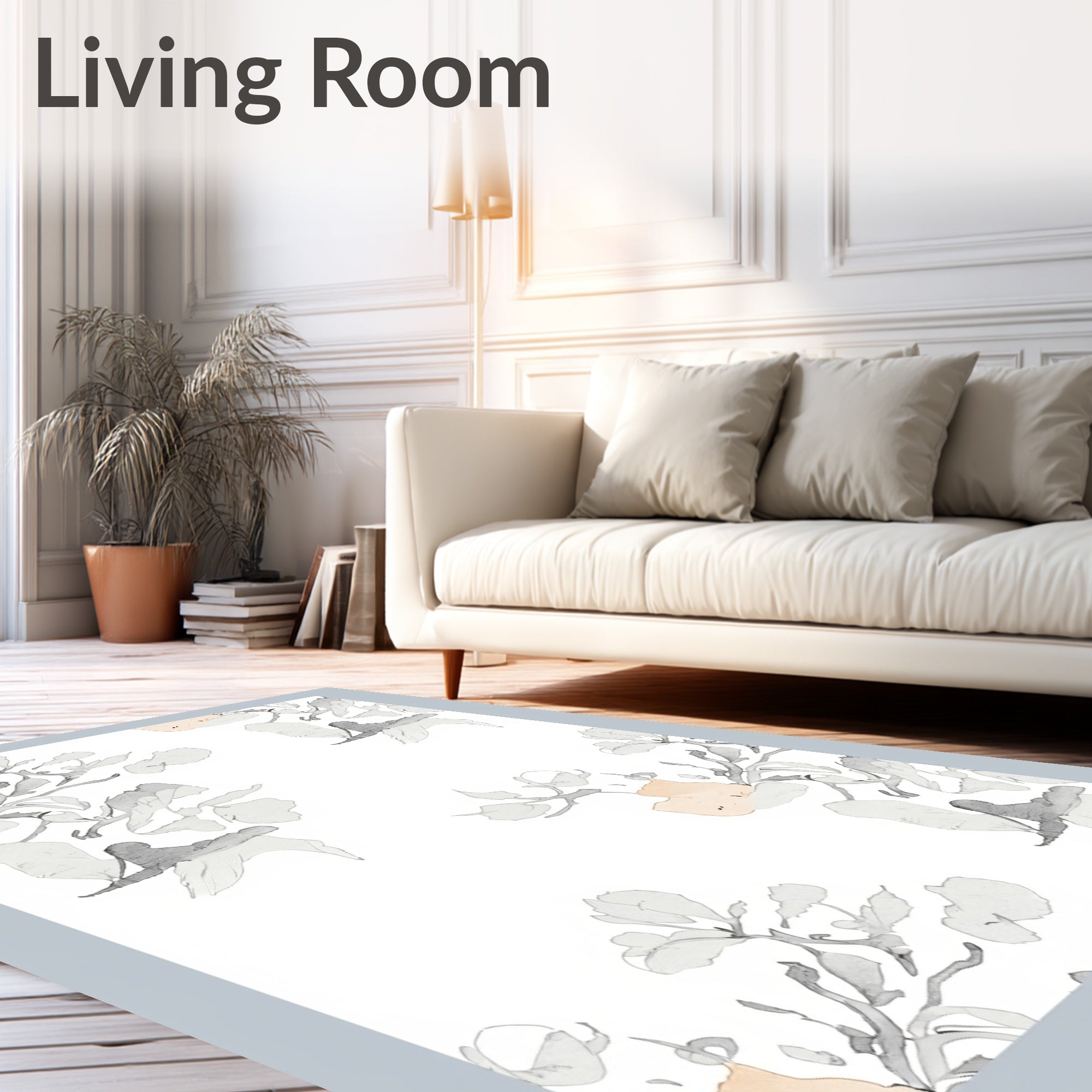 Soft Blossom Sketch Pattern Rug