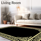 Ornate Golden Swirl Border Design Rug