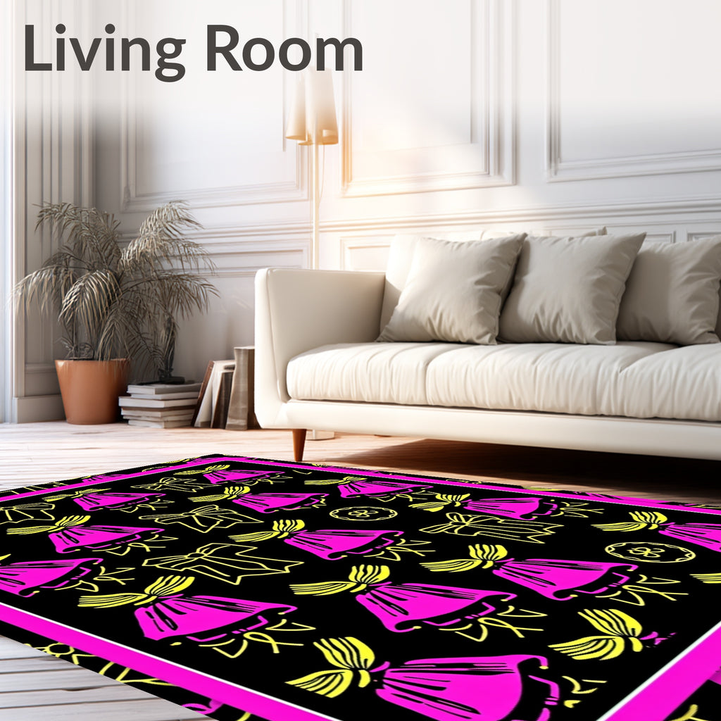 Kawaii Pink Yellow Ribbon Garland Rug