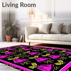 Kawaii Pink Yellow Ribbon Garland Rug