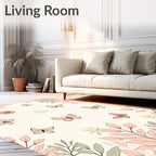 Delicate Butterflies And Floral Sprigs Rug