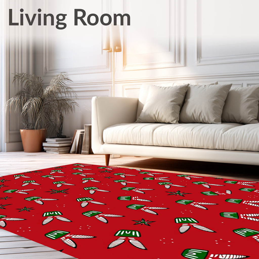 Crimson Festive Starburst Legs Rug