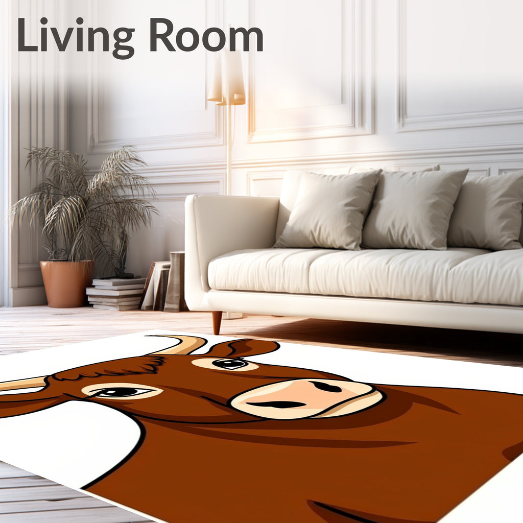 Brown Cow Portrait Rug