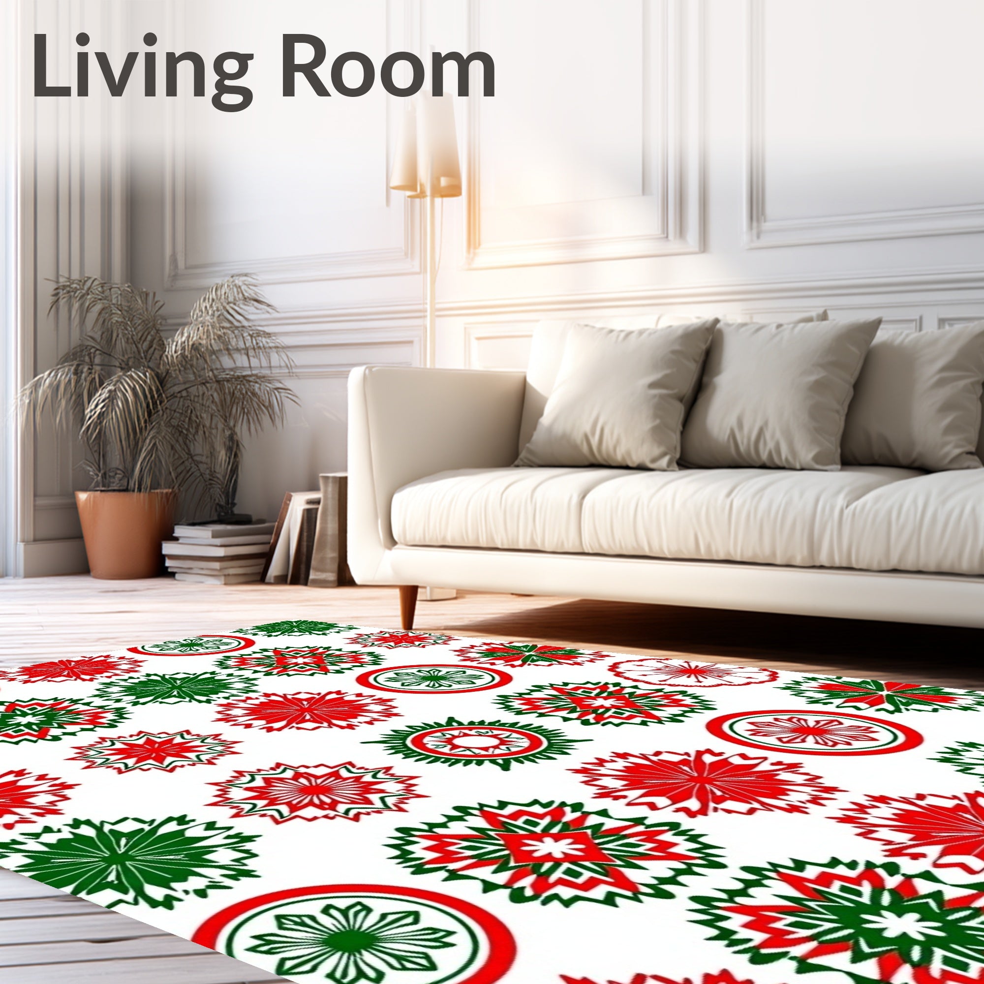Red Green Starburst Geometric Medley Rug