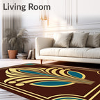 Art Deco Fan Pattern Brown Gold Rug