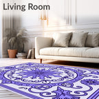Lavender Ornate Floral Medallion Design Rug