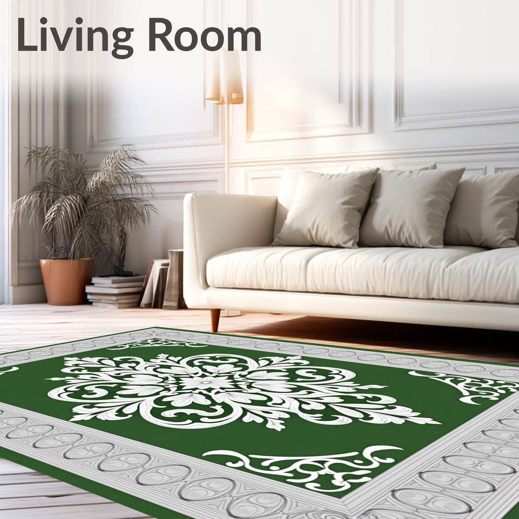 Ornate Floral Damask Accent Pattern Rug
