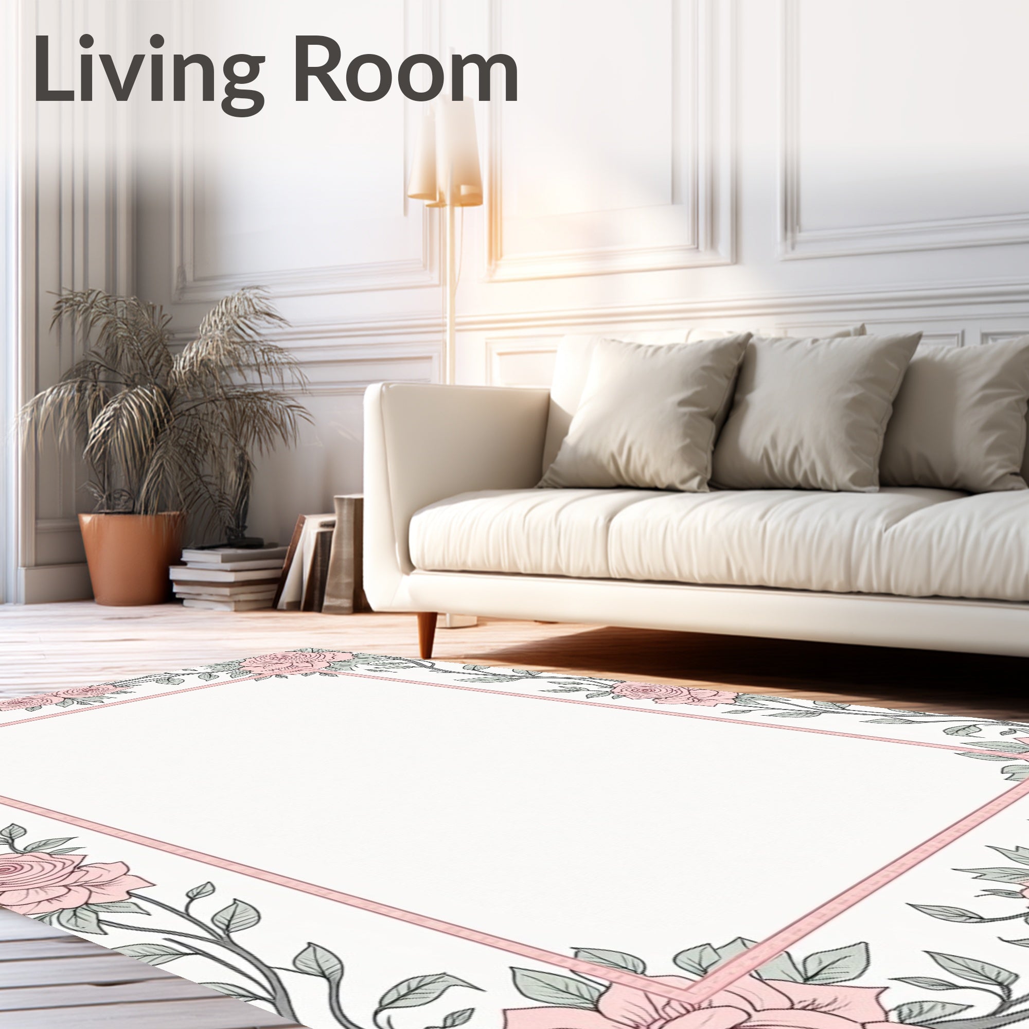 Pink Rose Vine Garden PatternRug Rug