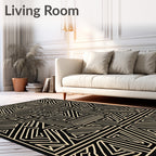 Bold Black Geometric Tribal Rug