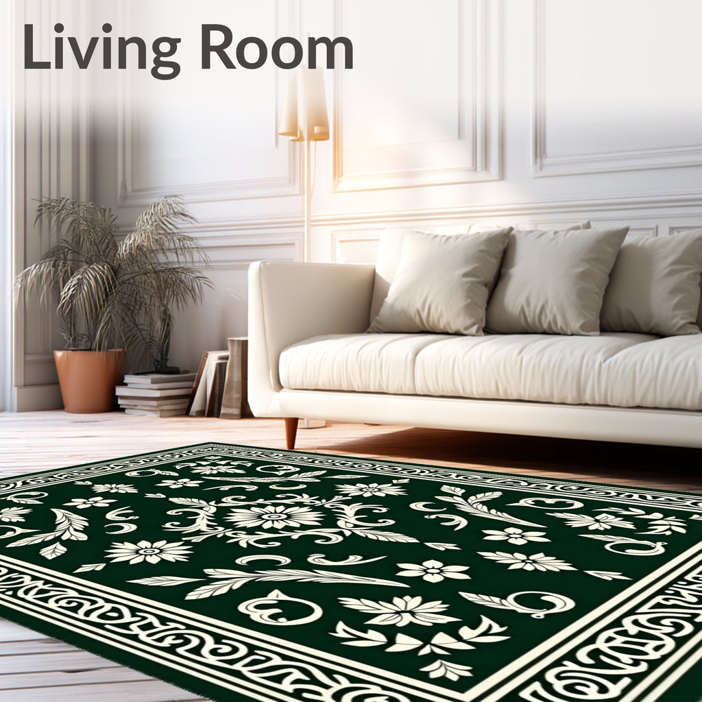 Elegant Floral Scrollwork Pattern Rug