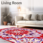 Red Floral Mandala Pattern Rug