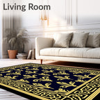 Ornate Gold Floral Pattern Rug