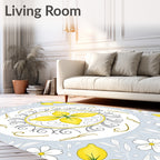 Yellow Citrus Floral Medallion Rug