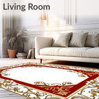 Golden Floral Red Border Rug
