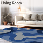 Abstract Blue Swirl Pattern Rug