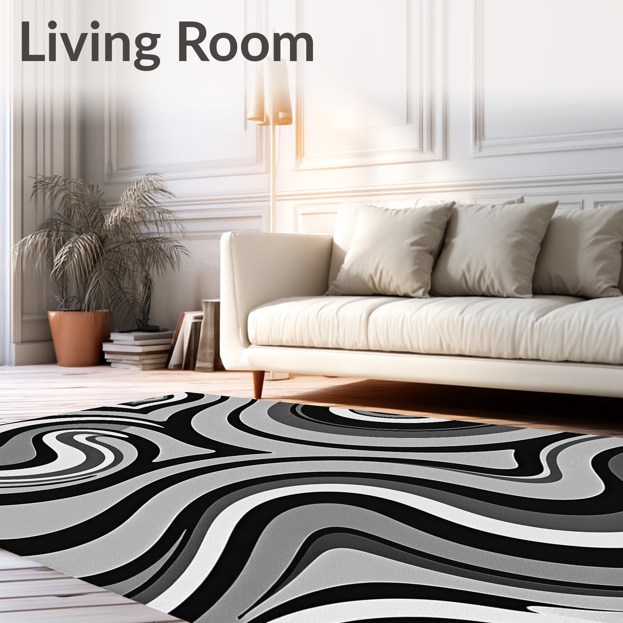 Dynamic Swirl Gradient Monochrome Design Rug