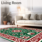 Intricate Floral Border And Centerpiece Design Rug