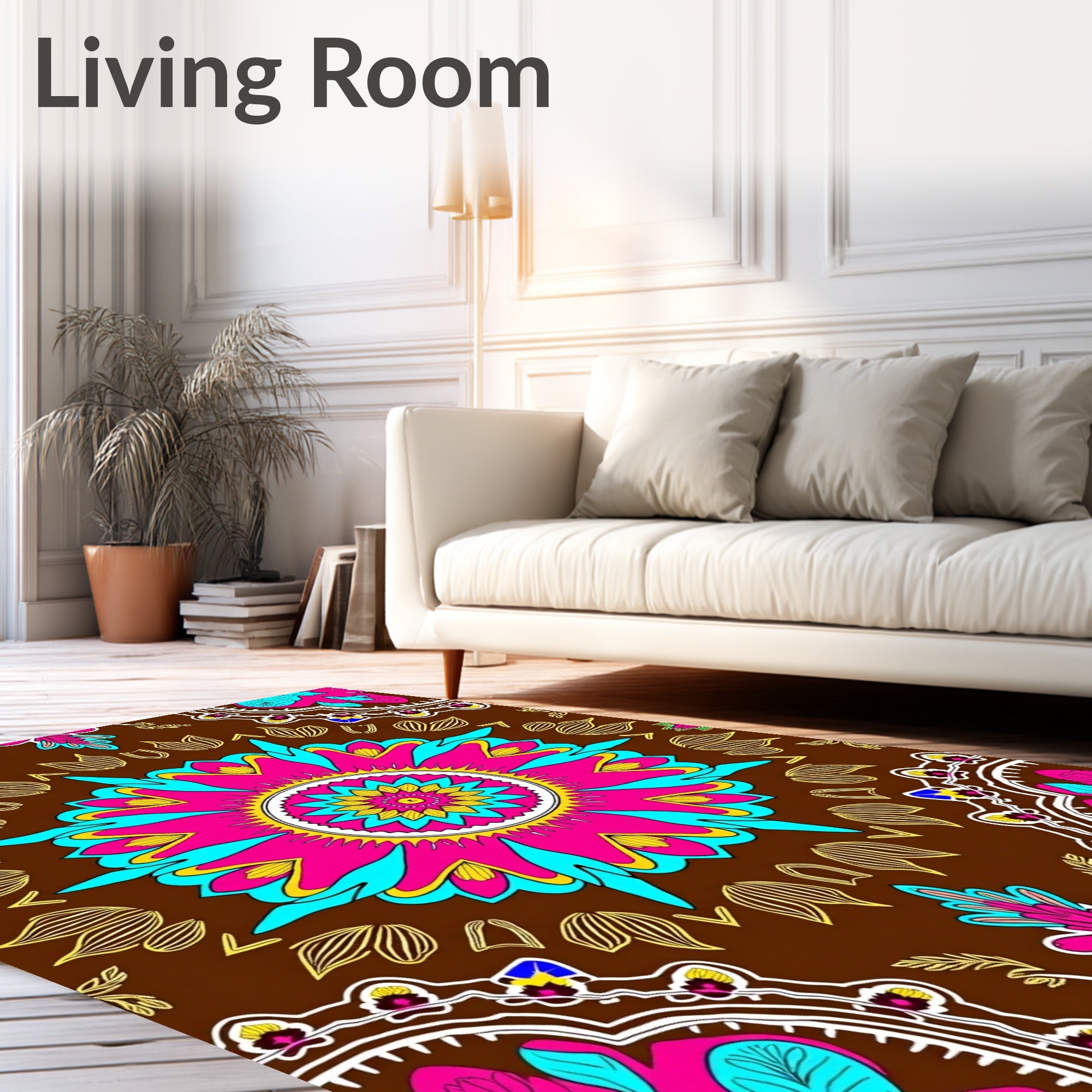Vibrant Floral Mandala Pattern Rug