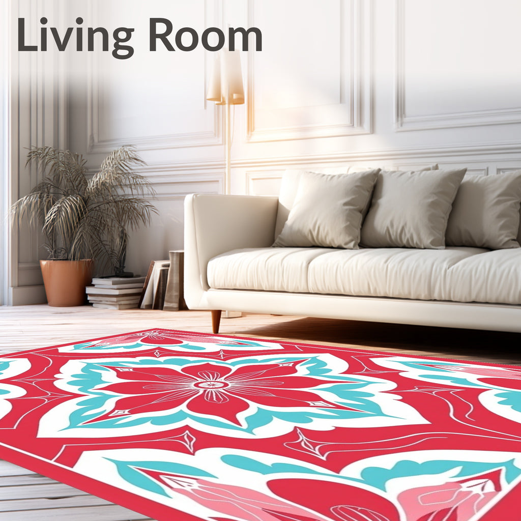 Vibrant Floral Mandala Pattern Rug