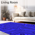 Intricate Blue Contour Abstract Design Rug