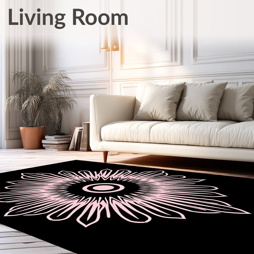 Geometric Petal Sunburst Pattern Rug