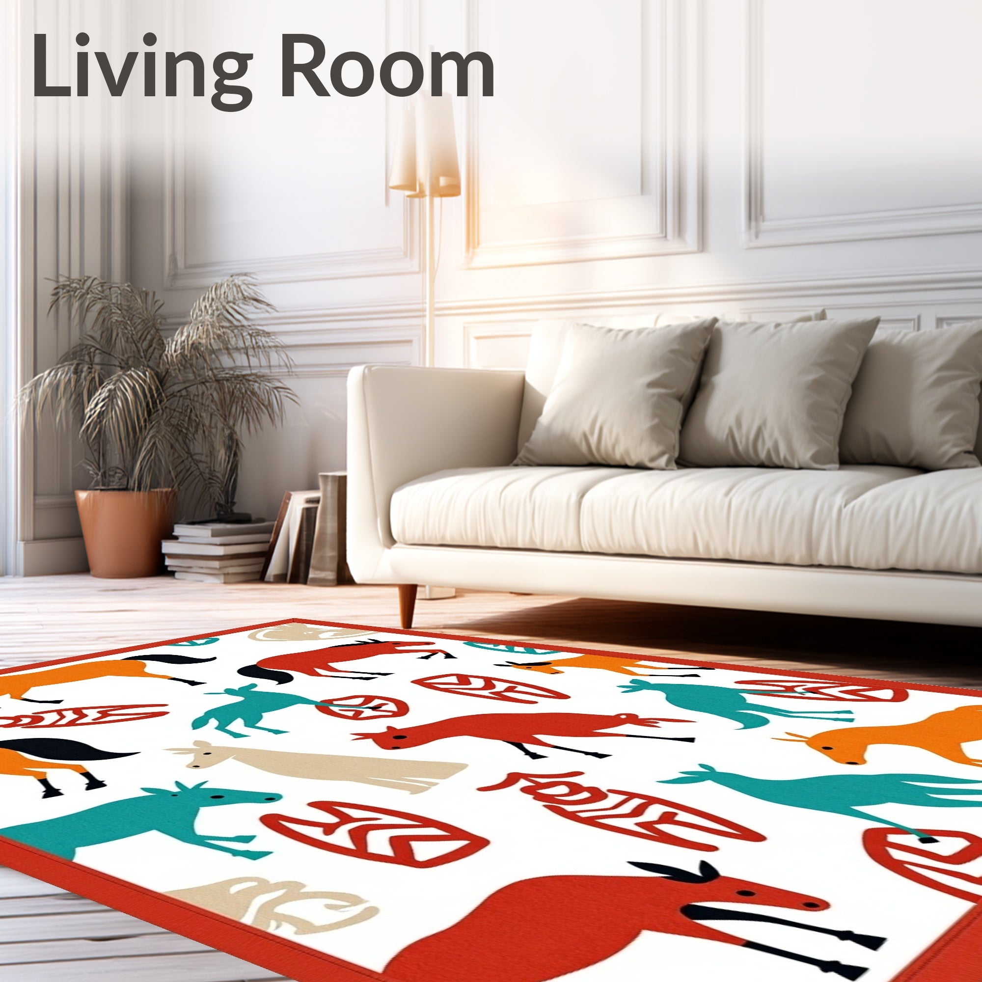 Tribal Horse Symbol Pattern Rug