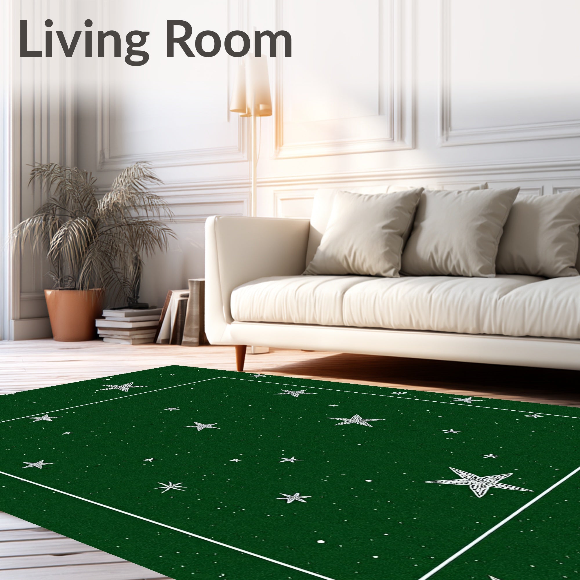 Green Textured Starry Night Rug