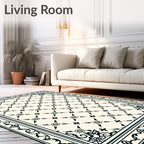 Classic Green Floral Lattice Pattern Rug