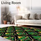 Art Nouveau Green Gold Floral Pattern Rug